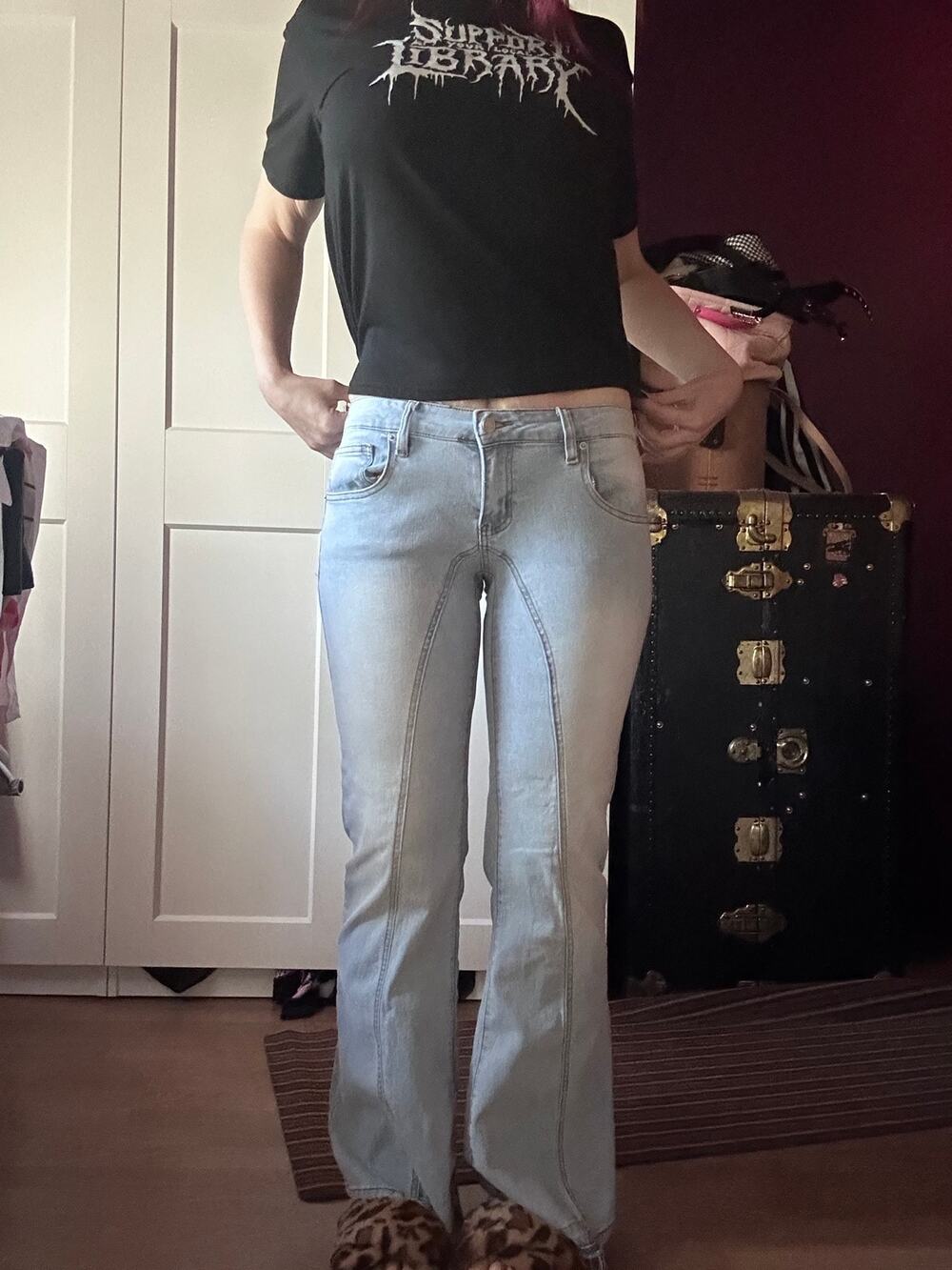 low rise light wash jeans